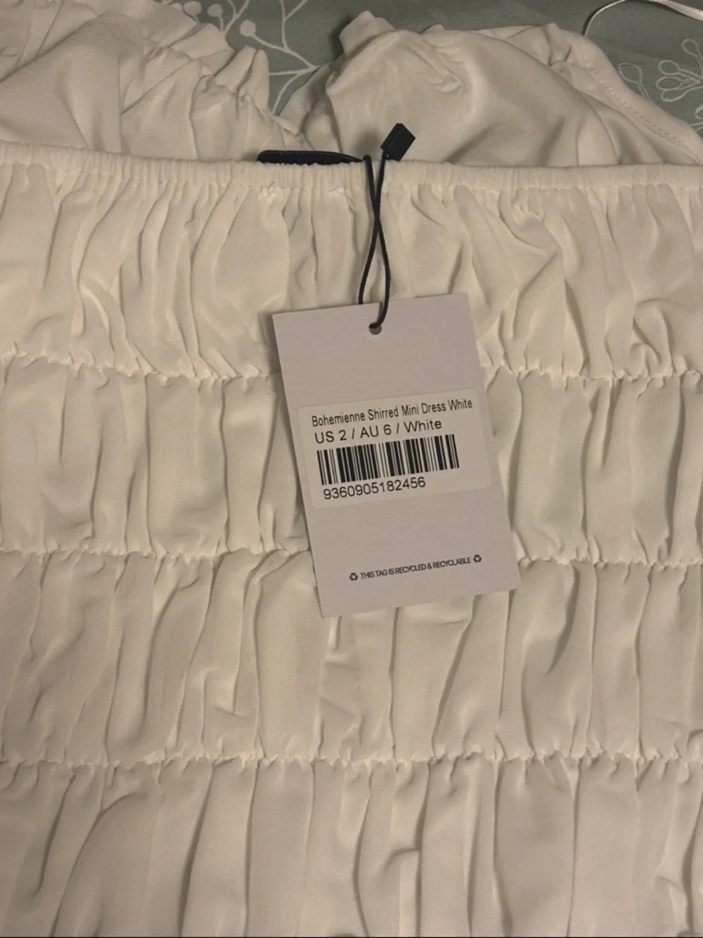 Princess Polly White Smocked Halter Mini Dress with Ruffle Hem. Never Worn - Picture 2 of 3